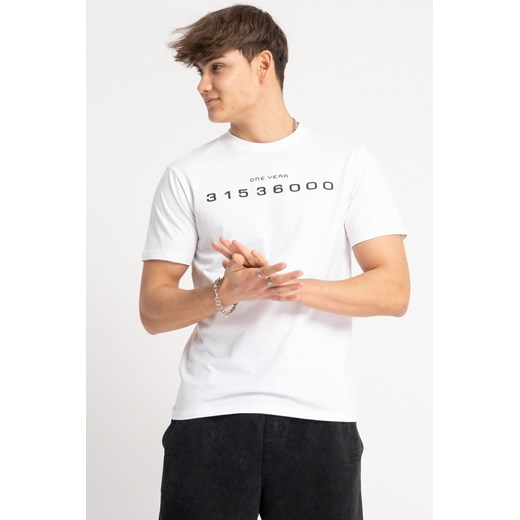 Biały t-shirt z kontrastowym nadrukiem z przodu, rozmiar - 152, kolor - biały ze sklepu REPORTER w kategorii T-shirty chłopięce - zdjęcie 178566858