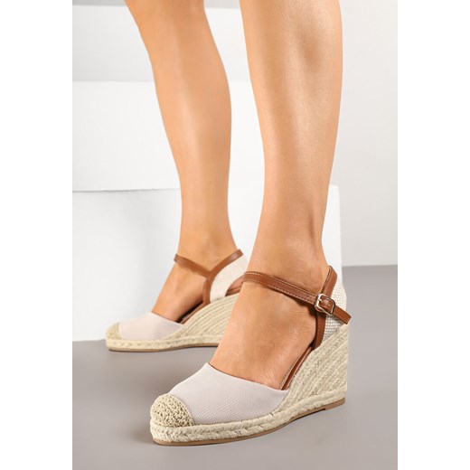 Beżowe Sandały Espadryle Vices na Plecionym Koturnie Amotta ze sklepu born2be.pl w kategorii Espadryle damskie - zdjęcie 178568409