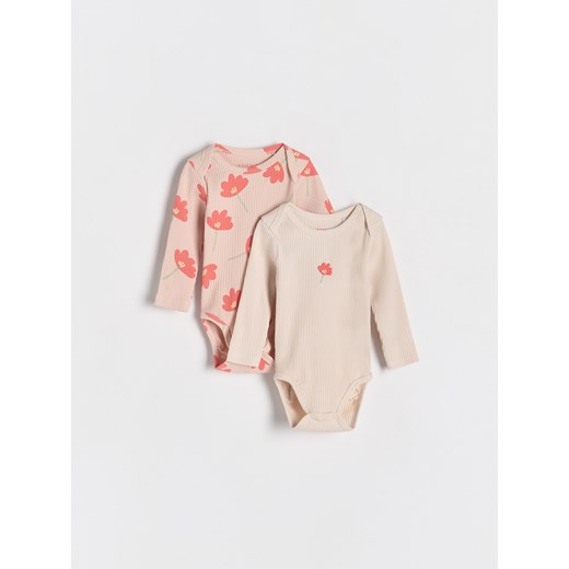 Reserved - Prążkowane body 2 pack - brudny róż ze sklepu Reserved w kategorii Odzież dla niemowląt - zdjęcie 178568579