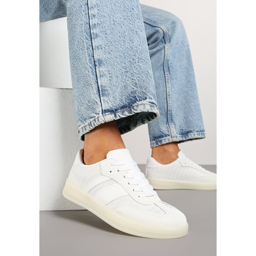 Białe Sneakersy Tenisówki Ozdobione Paskami Amodira ze sklepu renee.pl w kategorii Buty sportowe damskie - zdjęcie 178569407