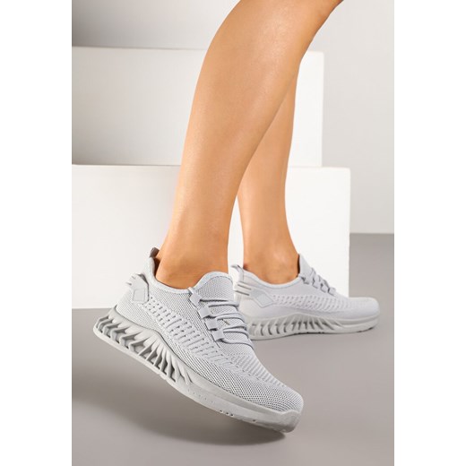 Szare Siateczkowe Buty Sportowe Sneakersy na Podeszwie z Tłoczeniami Finloti ze sklepu renee.pl w kategorii Buty sportowe damskie - zdjęcie 178569425