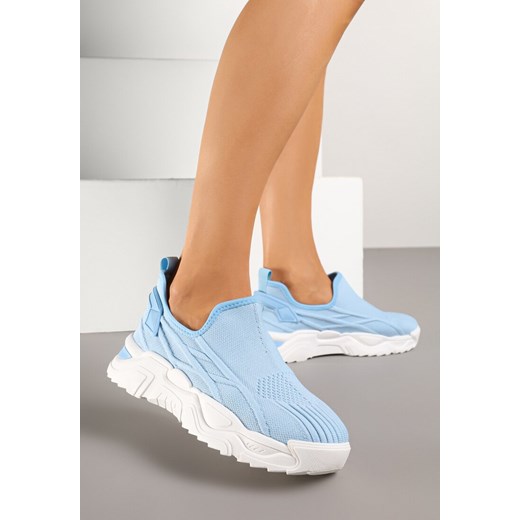 Jasnoniebieskie Siateczkowe Buty Sportowe Sneakersy Wsuwane Zdobione Tłoczeniami Nusadela ze sklepu renee.pl w kategorii Buty sportowe damskie - zdjęcie 178569455