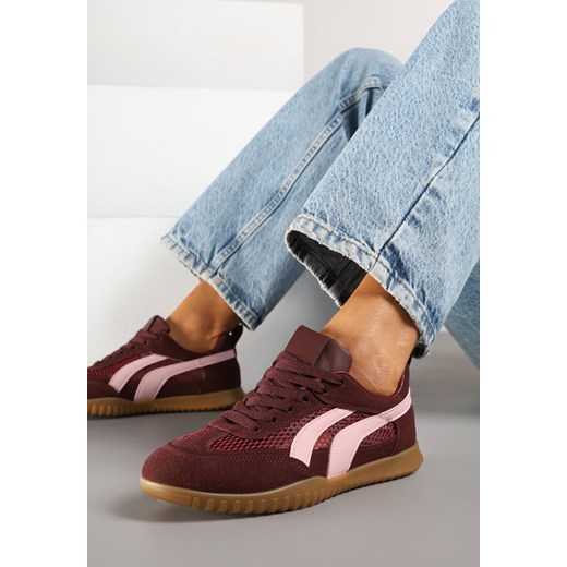 Bordowe Sneakersy Tenisówki z Geometrycznym Motywem Amotheira ze sklepu renee.pl w kategorii Buty sportowe damskie - zdjęcie 178569617