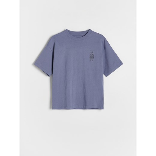 Reserved - Bawełniany T-shirt z haftem - fioletowy ze sklepu Reserved w kategorii T-shirty chłopięce - zdjęcie 178570238