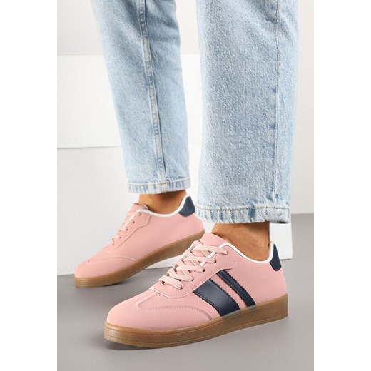 Różowe Sneakersy Tenisówki z Geometrycznymi Paskami Amolita ze sklepu born2be.pl w kategorii Buty sportowe damskie - zdjęcie 178570956