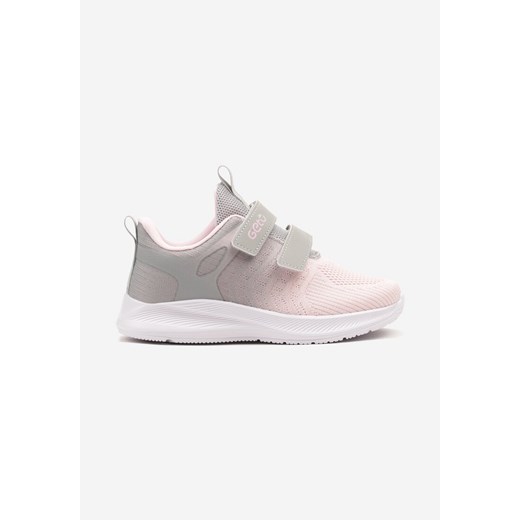 Szaro-Różowe Buty Sportowe Zapinane na Rzepy z Siateczką na Cholewce Newlonn ze sklepu born2be.pl w kategorii Buty sportowe dziecięce - zdjęcie 178571369