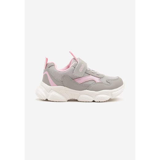 Szare Buty Sportowe Sneakersy na Tłoczonej Podeszwie ze Skórzaną Wkładką Deselis ze sklepu born2be.pl w kategorii Buty sportowe dziecięce - zdjęcie 178571387