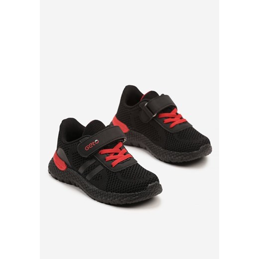 Czarne buty sportowe dziecięce Born2be na rzepy z jeansu 