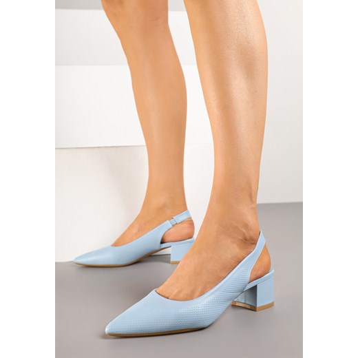 Niebieskie Sandały Slingback Vices na Słupku Zdobione Perforacją Telanisia ze sklepu born2be.pl w kategorii Czółenka - zdjęcie 178571775