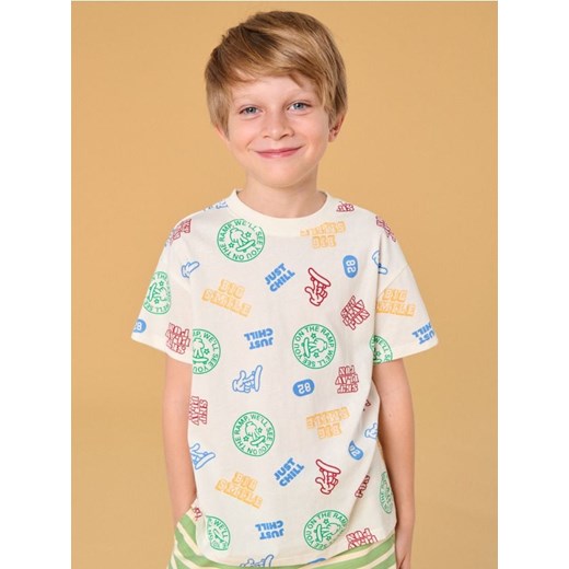 Sinsay - Koszulka - kremowy ze sklepu Sinsay w kategorii T-shirty chłopięce - zdjęcie 178573205