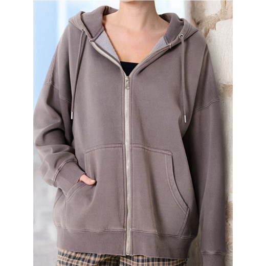 Sinsay - Bluza z kapturem z efektem sprania - brązowy ze sklepu Sinsay w kategorii Bluzy damskie - zdjęcie 178573229