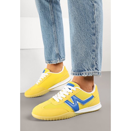 Żółte Sneakersy w Stylu Kultowych Tenisówek z Ozdobnymi Przeszyciami Elanicia ze sklepu born2be.pl w kategorii Buty sportowe damskie - zdjęcie 178574007