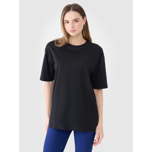 Damski t-shirt crop top 4F 4FRSS25TTSHF2695 - czarny ze sklepu Sportstylestory.com w kategorii Bluzki damskie - zdjęcie 178577007