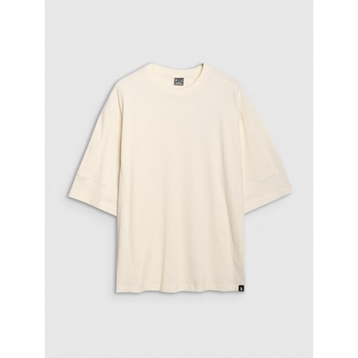 Męski t-shirt oversize 4F 4FRSS25TTSHM2653 - biały ze sklepu Sportstylestory.com w kategorii T-shirty męskie - zdjęcie 178577285
