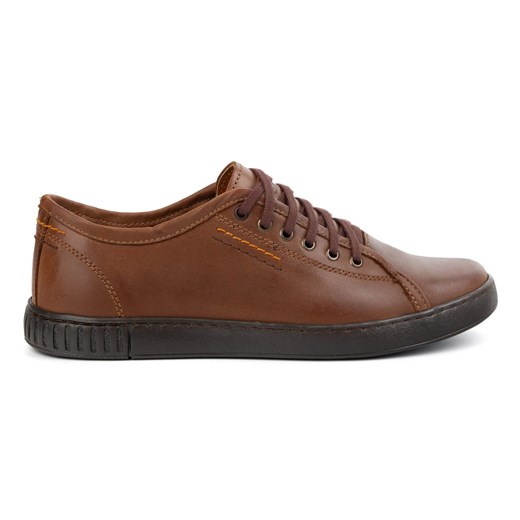 Buty Polbut Skórzane Sneakersy Męskie Model 2129 camel brązowe ze sklepu ButyModne.pl w kategorii Półbuty męskie - zdjęcie 178578167
