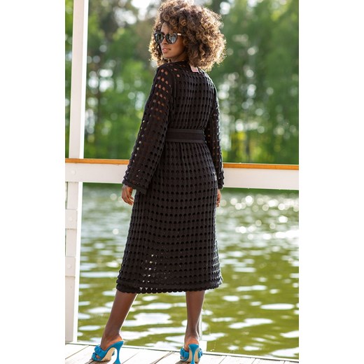 Czarna ażurowa sukienka z blezerem komplet F1244, Kolor czarny, Rozmiar S/M, Fobya ze sklepu Intymna w kategorii Sukienki - zdjęcie 178580087