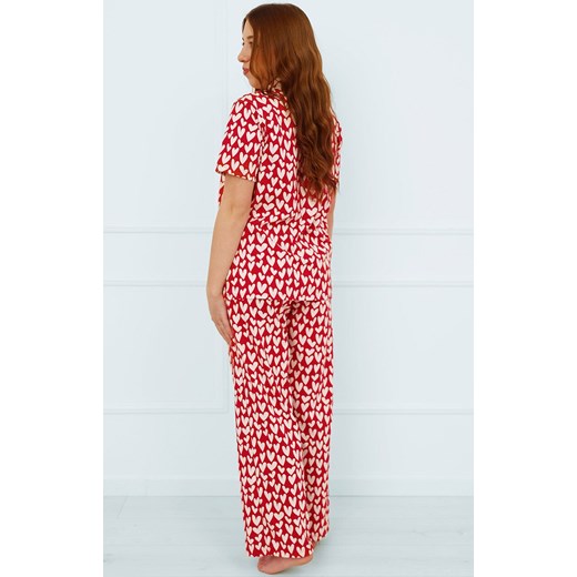 Bawełniana piżama damska w serca Ksenia, Kolor czerwony-wzór, Rozmiar S, Italian Fashion ze sklepu Intymna w kategorii Piżamy damskie - zdjęcie 178580246