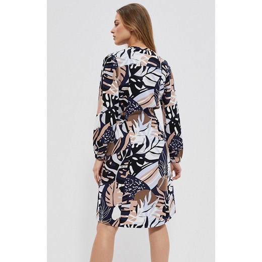 3718 Wzorzysta sukienka z wiskozy, Kolor beżowy-wzór, Rozmiar M, Moodo ze sklepu Intymna w kategorii Sukienki - zdjęcie 178580405