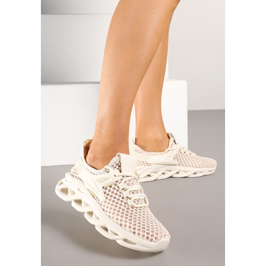 Beżowe Buty Sportowe Sneakersy na Platformie Ozdobionej Tłoczeniem Teliriella ze sklepu renee.pl w kategorii Buty sportowe damskie - zdjęcie 178583397
