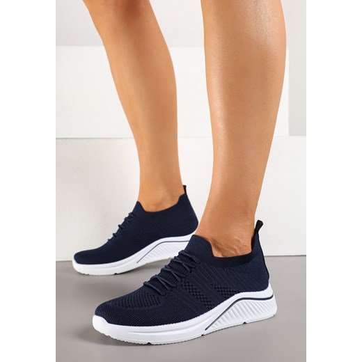 Buty sportowe damskie Born2be sneakersy na wiosnę bez zapięcia granatowe płaskie