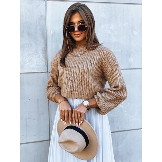 Sweter damski oversize BILLIS ciemnobeżowy Dstreet MY2231 ze sklepu DSTREET.PL w kategorii Swetry damskie - zdjęcie 178590416
