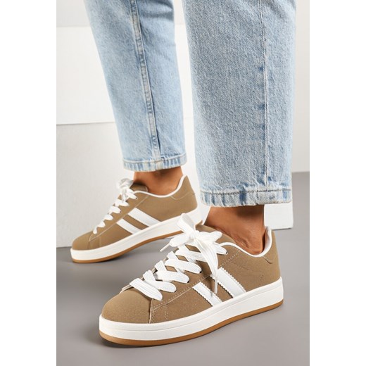 Ciemnobeżowe Sneakersy z Dwoma Paskami Galtewi ze sklepu born2be.pl w kategorii Buty sportowe damskie - zdjęcie 178591037