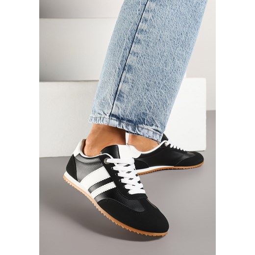 Buty sportowe damskie Born2be sneakersy czarne sznurowane