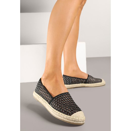Czarne Espadryle z Siateczkową Cholewką i Plecionką Lillevi ze sklepu renee.pl w kategorii Espadryle damskie - zdjęcie 178591628