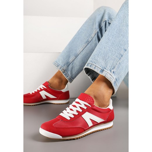 Czerwone Sneakersy Klasyczne Tenisówki Zdobione Przeszyciami Bortewi ze sklepu renee.pl w kategorii Buty sportowe damskie - zdjęcie 178591667