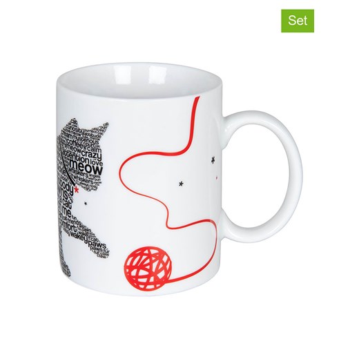 Könitz Kubki (2 szt.) &quot;Criss Cross Animals&quot; w kolorze czerwono-biało-czarnym - 310 ml ze sklepu Limango Polska w kategorii Kubki - zdjęcie 178594326