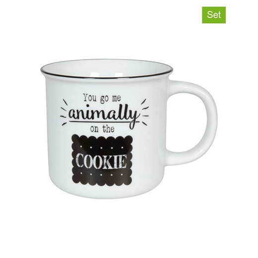 Könitz Kubki jumbo (2 szt.) &quot;Cookie&quot; w kolorze biało-czarnym - 380 ml ze sklepu Limango Polska w kategorii Kubki - zdjęcie 178594328