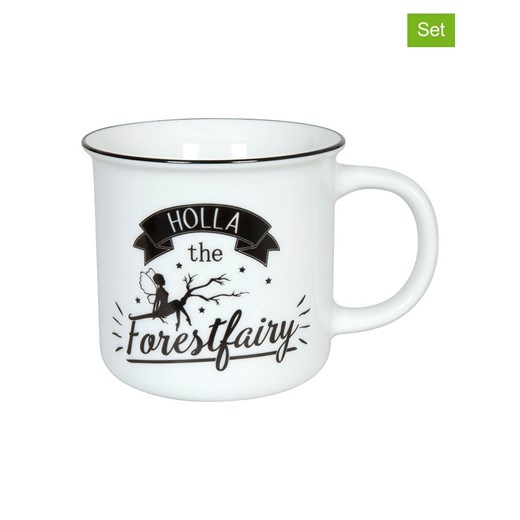 Könitz Kubki jumbo (2 szt.) &quot;Forestfairy&quot; w kolorze biało-czarnym - 380 ml ze sklepu Limango Polska w kategorii Kubki - zdjęcie 178594329