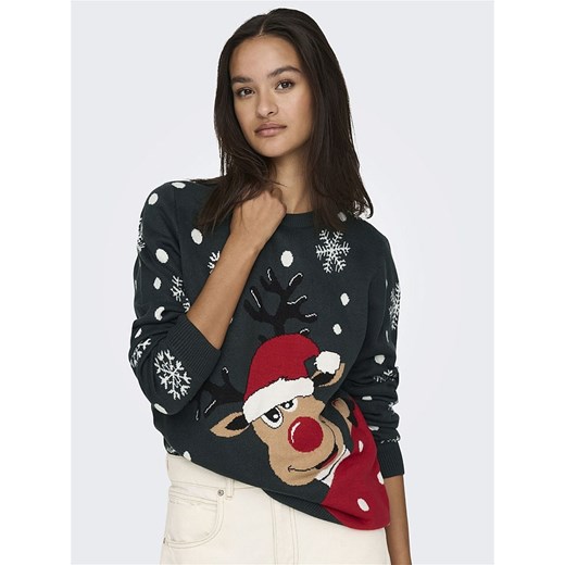 JDY Sweter &quot;Lucia&quot; w kolorze ciemnozielonym Jdy M Limango Polska wyprzedaż