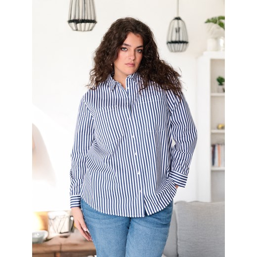 Sinsay - Bawełniana koszula w paski PLUS SIZE - granatowy Sinsay 3XL Sinsay