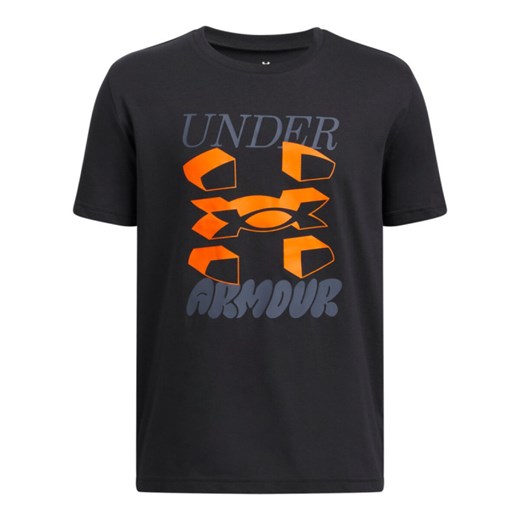 Chłopięcy t-shirt z nadrukiem Under Armour UA B Split Big Logo SS - czarny ze sklepu Sportstylestory.com w kategorii T-shirty chłopięce - zdjęcie 178599018