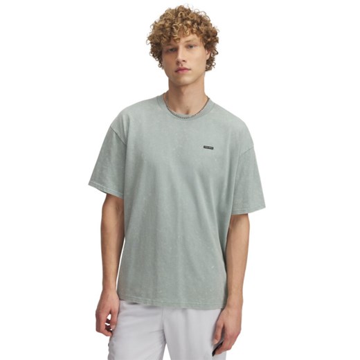 Męski t-shirt z nadrukiem Under Armour UA M Hw Os Logo Wash Ss -  zielony ze sklepu Sportstylestory.com w kategorii T-shirty męskie - zdjęcie 178599057