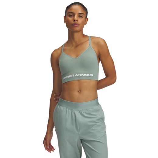 Damski biustonosz treningowy Under Armour Vanish Seamless Low Bra - zielony ze sklepu Sportstylestory.com w kategorii Biustonosze - zdjęcie 178599098
