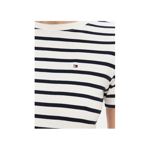 Bluzka damska wielokolorowa Tommy Hilfiger z okrągłym dekoltem z krótkim rękawem casual