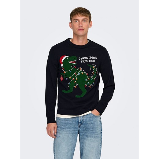 ONLY &amp; SONS Sweter &quot;Xmas&quot; w kolorze granatowym ze sklepu Limango Polska w kategorii Swetry męskie - zdjęcie 178601118