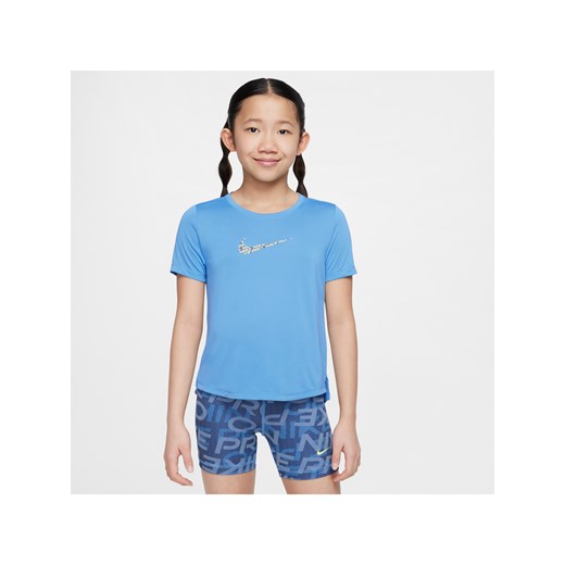 Koszulka dla dużych dzieci (dziewcząt) Dri-FIT Nike One Classic - Niebieski ze sklepu Nike poland w kategorii Bluzki dziewczęce - zdjęcie 178602536