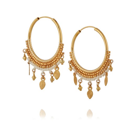 Gold-plated beaded hoop earrings net-a-porter bialy 