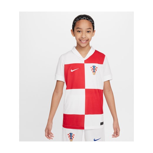 Koszulka piłkarska dla dużych dzieci Nike Dri-FIT Chorwacja Stadium 2024/25 (wersja domowa) (replika) - Biel ze sklepu Nike poland w kategorii Bluzki dziewczęce - zdjęcie 178603127