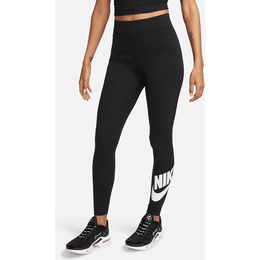 Damskie legginsy z wysokim stanem i grafiką Nike Sportswear Classics - Czerń ze sklepu Nike poland w kategorii Spodnie damskie - zdjęcie 178603479