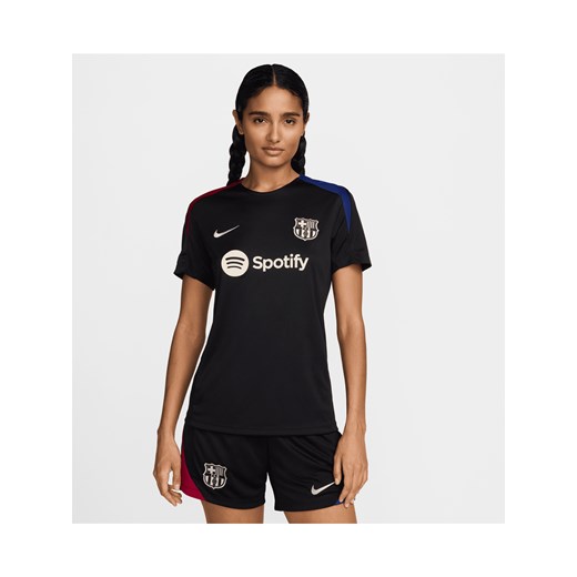 Damska dzianinowa koszulka piłkarska z krótkim rękawem Nike Dri-FIT FC Barcelona Strike - Czerń ze sklepu Nike poland w kategorii Bluzki damskie - zdjęcie 178603699