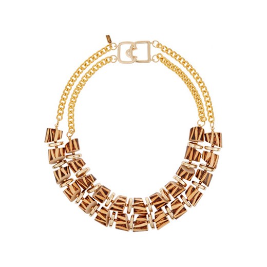 Gold-plated and wood necklace net-a-porter bialy 