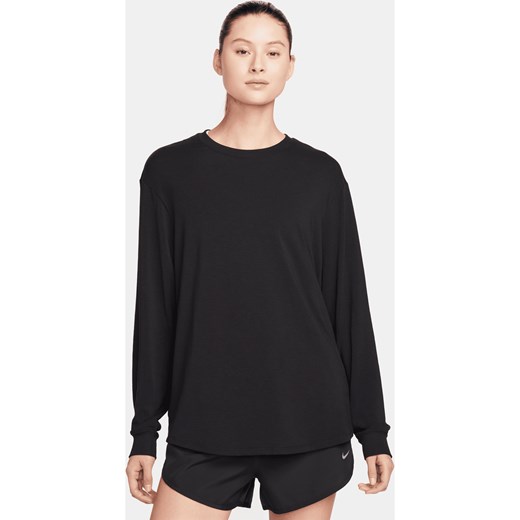 Damska koszulka z długim rękawem Dri-FIT Nike One Relaxed - Czerń ze sklepu Nike poland w kategorii Bluzki damskie - zdjęcie 178603888