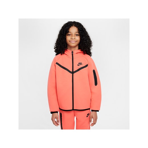 Dziewczęca rozpinana bluza z kapturem Nike Sportswear Tech Fleece - Pomarańczowy Nike XL Nike poland