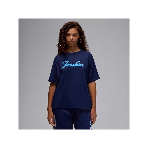 Damski T-shirt z nadrukiem Jordan - Niebieski ze sklepu Nike poland w kategorii Bluzki damskie - zdjęcie 178604135