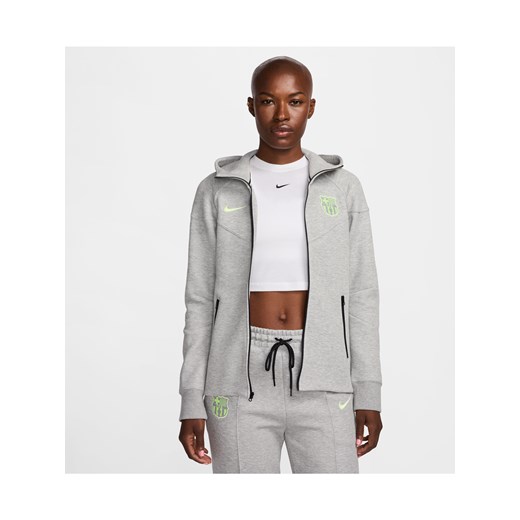 Damska bluza piłkarska z kapturem i zamkiem na całej długości Nike FC Barcelona Tech Fleece Windrunner - Szary ze sklepu Nike poland w kategorii Bluzy damskie - zdjęcie 178604166