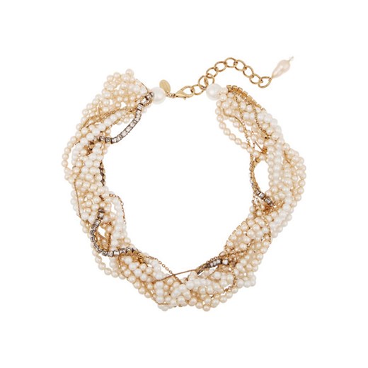 Lady and the Tramp gold-plated, faux pearl and Swarovski crystal necklace net-a-porter bialy 